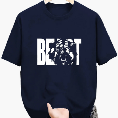 Herr T-shirt med BEAST-tryck – Trendig och avslappnad stil för stora storlekar