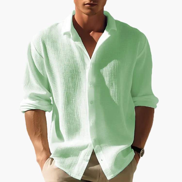 Herr Skjorta – Avslappnad Button-Down, Sommarstil, Perfekt för Fritid & Semester