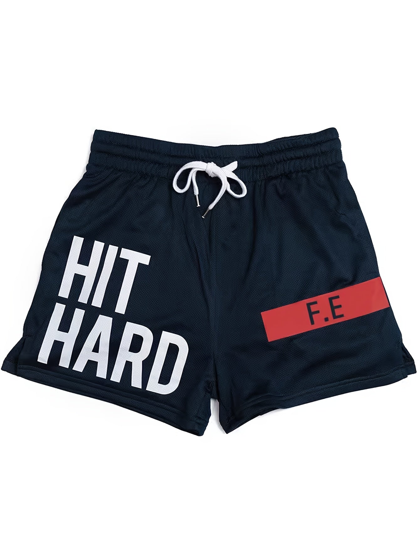 Herrar Sportiga Basketshorts med Texttryck "HIT HARD" – Trendiga Shorts för Träning och Aktiv Livsstil