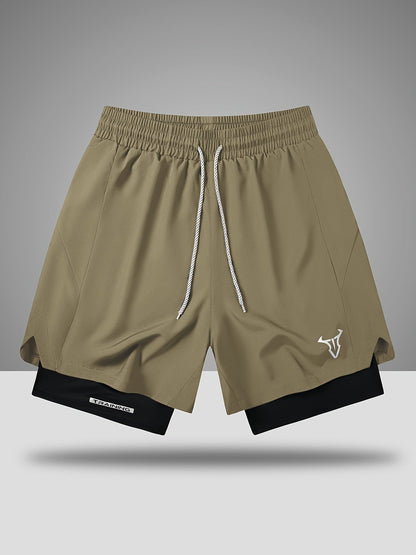 Herr Träningsshorts Sport Regular Fit med Fickor och Geometriskt Mönster