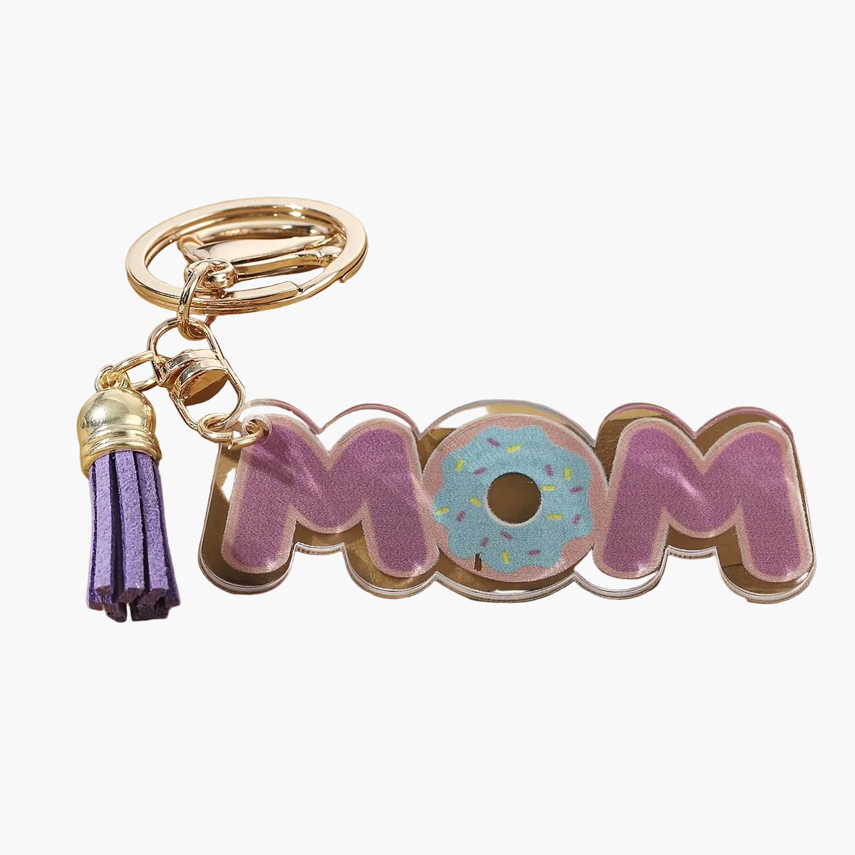 Nyckelring för kvinnor – Blommig MAMMA med hjärta och tofs – Perfekt present till mamma, modeaccessoar