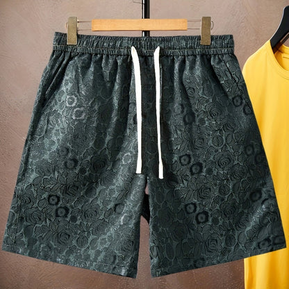 Herrshorts med jacquardmönster och blommig design – modern avslappnad stil