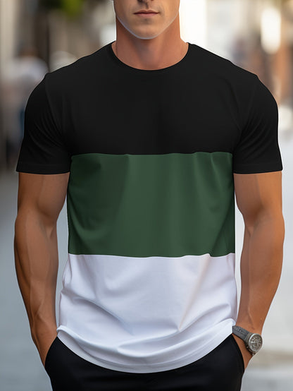 Herr T-shirt med färgblock – Modern och avslappnad stil för vardagsbruk