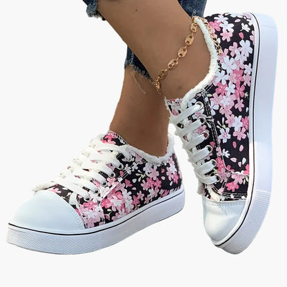Dam Sneakers Blommiga Vardagsskor Trendig Fritidssko