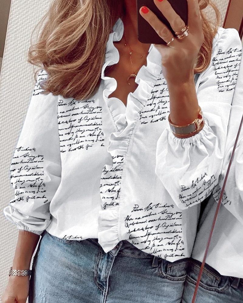 Danielle – Långärmad Blus med Volanger