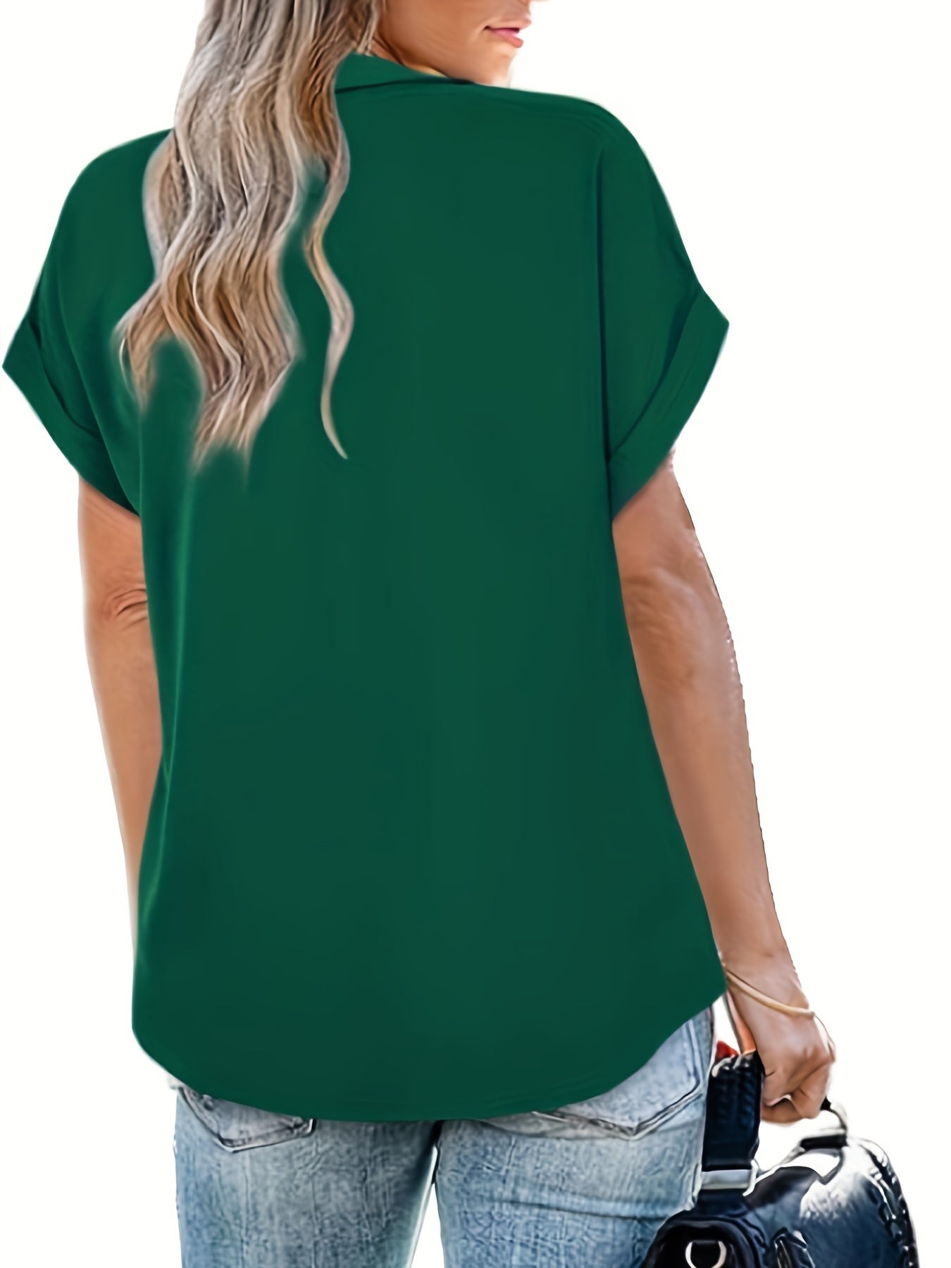 Dam Blus Elegant V-ringad Kortärmad Topp för Sommar Fritid
