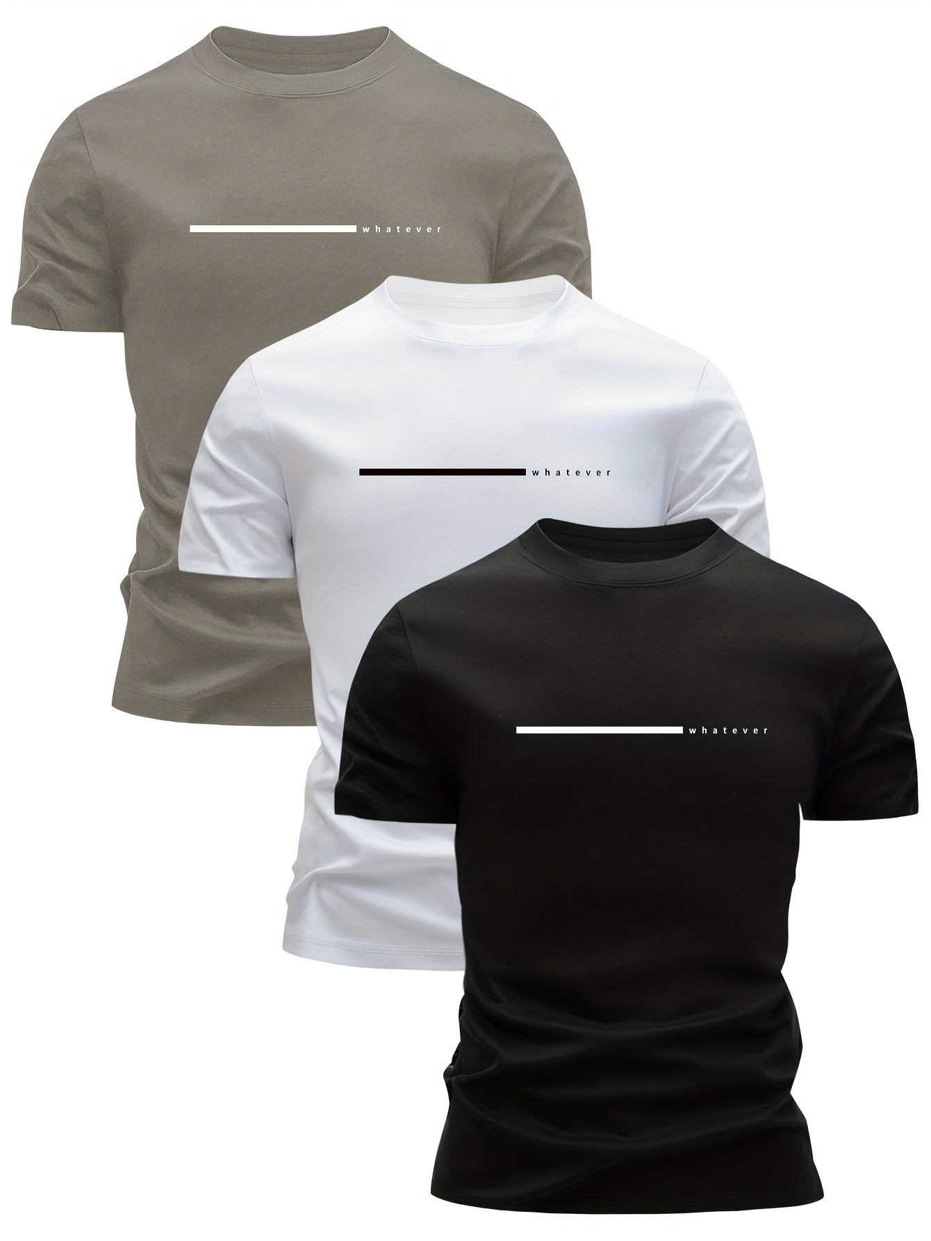 Herr T-shirt Modern Casual Stil "Whatever" Tryckt Design – Perfekt för Vardagsbruk