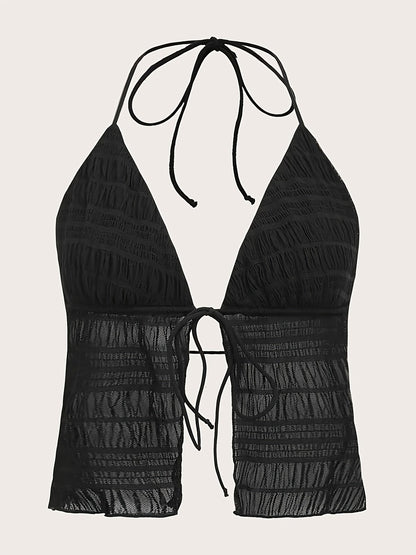 Dam Halterneck Ruched Party Camisole Topp – Trendigt Festmode