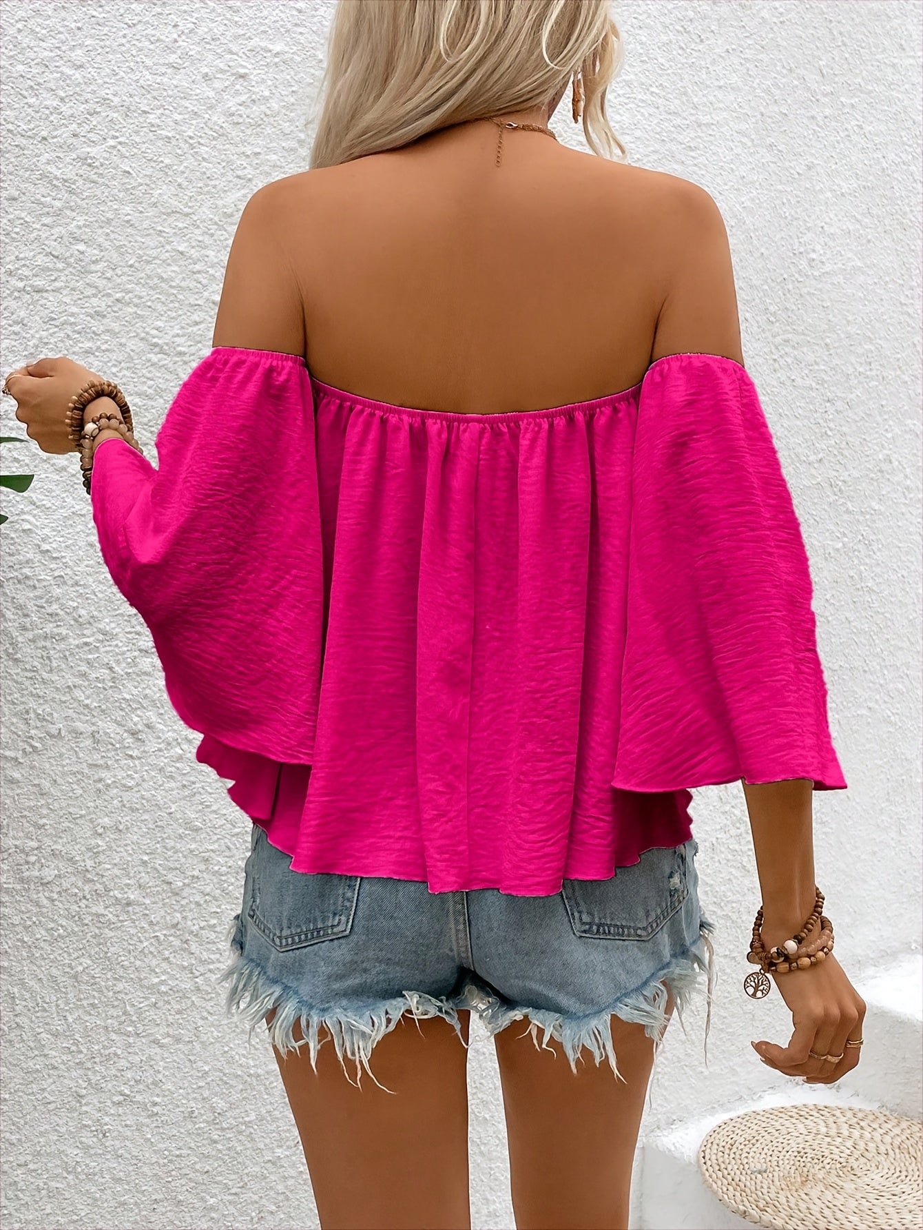 Dam Off-Shoulder Blus Bohemisk Sommarstil Avslappnad Semester