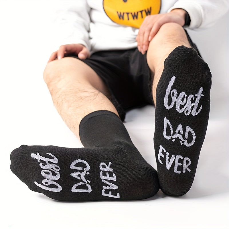Herrsockor med text – Best Dad Ever – Rolig present till pappa, vardags- och hemmabruk