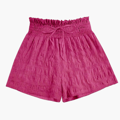 Damers avslappnade shorts med hög midja och smockad midjeresår – perfekta för sommar och vardag