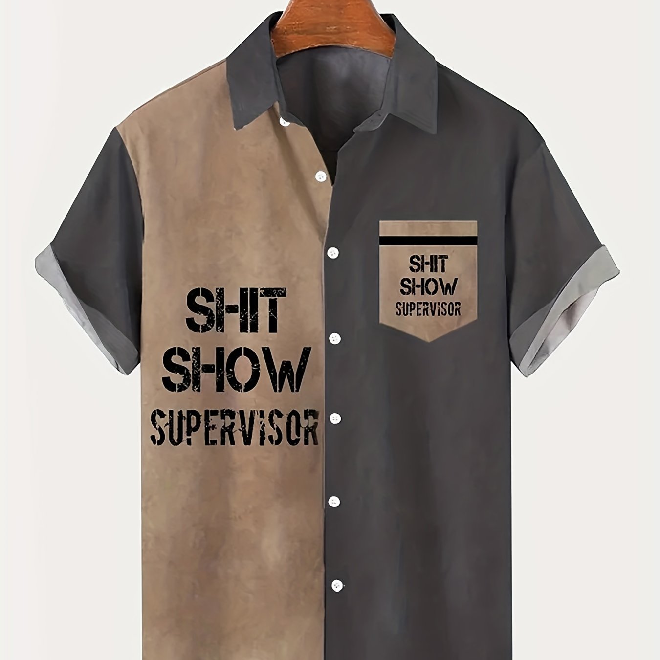 Herr Skjorta med Texttryck – Rolig Vintage Kortärmad "Shit Show Supervisor" Party Skjorta