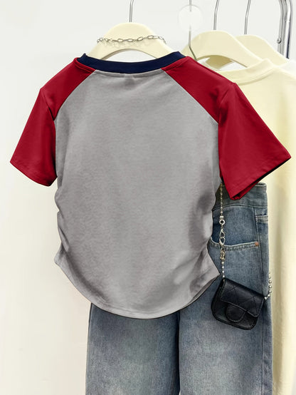 Dam T-shirt med Y2K-stil och elefantmönster – Kort ärm, Trendig vardagströja