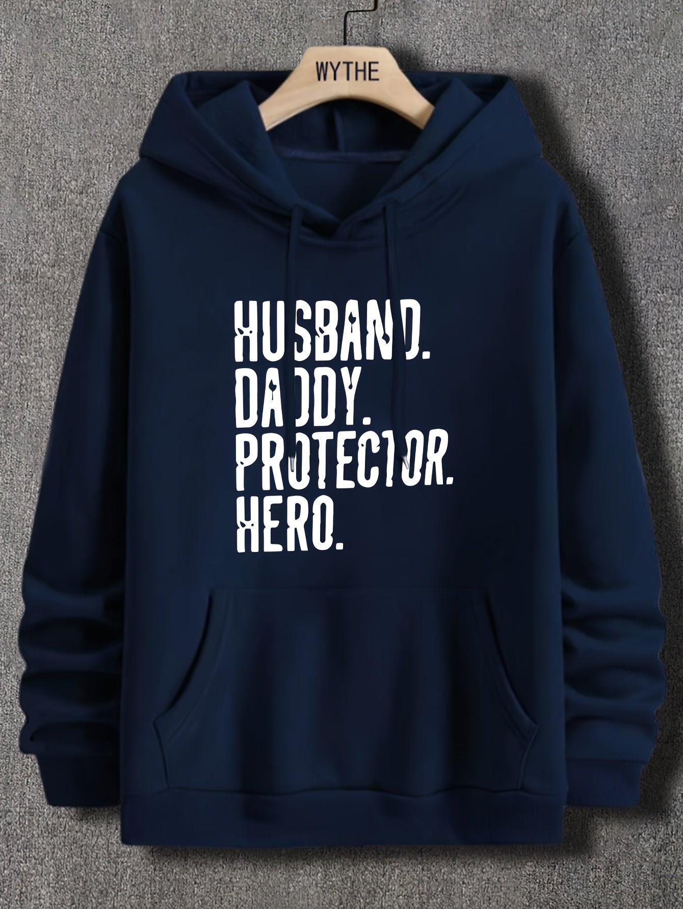 Herr Hoodie med Text – Husband Daddy Protector Hero – Casual Stil för Fars Dag och Familjeaktiviteter