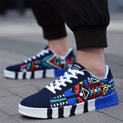 Herr Sneakers Streetwear Geometriskt Mönster Trendiga Fritidsskor