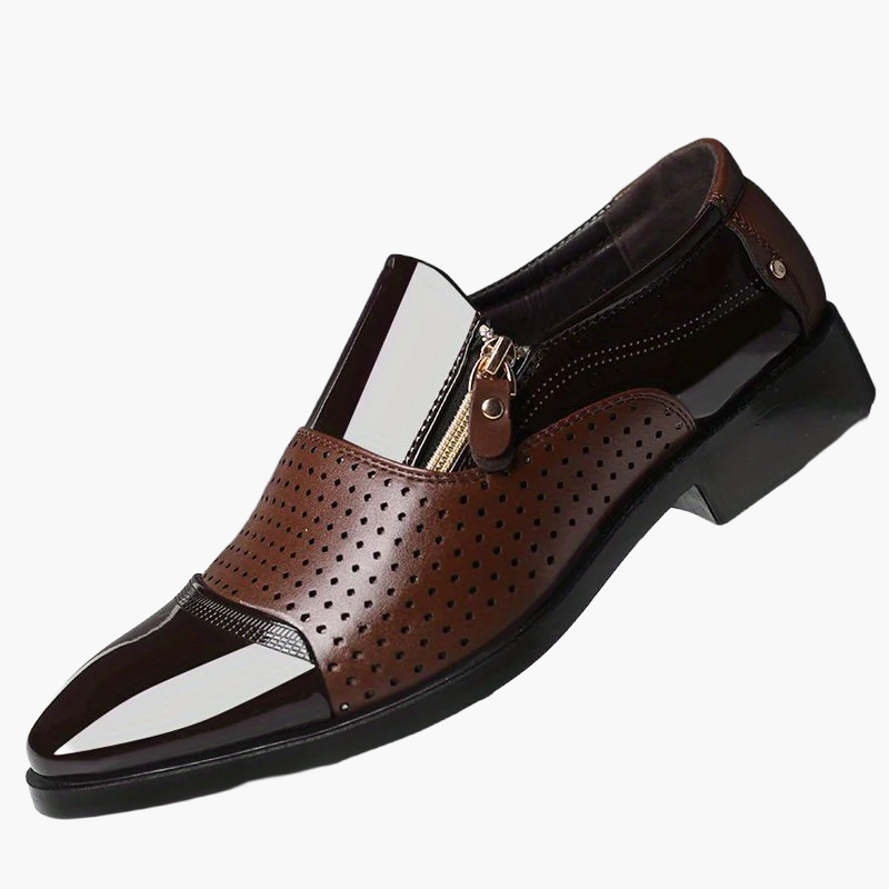 Herr Elegant Affärssko Slip-On med Dragkedja – Klassisk Formell Skostil