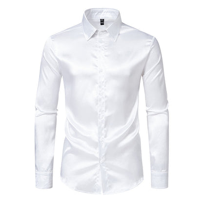 Ian – Satin skjorta i solid färg