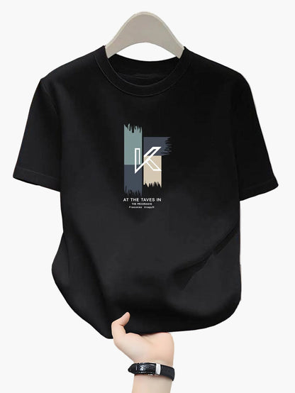 Herr T-shirt med tryck och modern bokstavsdesign – Perfekt för vardag och avslappnad stil