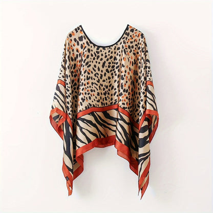 Dam Poncho Topp Boho Stil Perfekt för Strand och Fritid