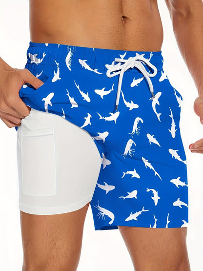Herrars badshorts med roliga ankan-motiv – perfekt för strand och pool