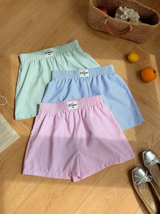 Damers randiga avslappnade pyjamasshorts – perfekt för vardagskomfort och sommar