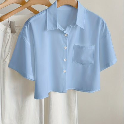 Dam Blus Kortärmad Skjorta Med Modern Cropped Passform För Vardagsbruk