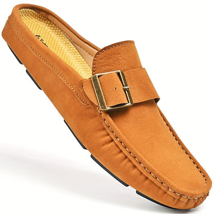 Herr loafers med öppen häl och spänne – Elegant slip-on för vardag och fest