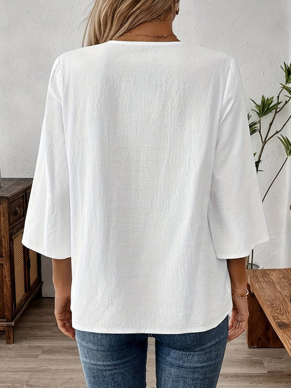 Dam Blus Bohemisk Långärmad Topp Casual Vardagsstil
