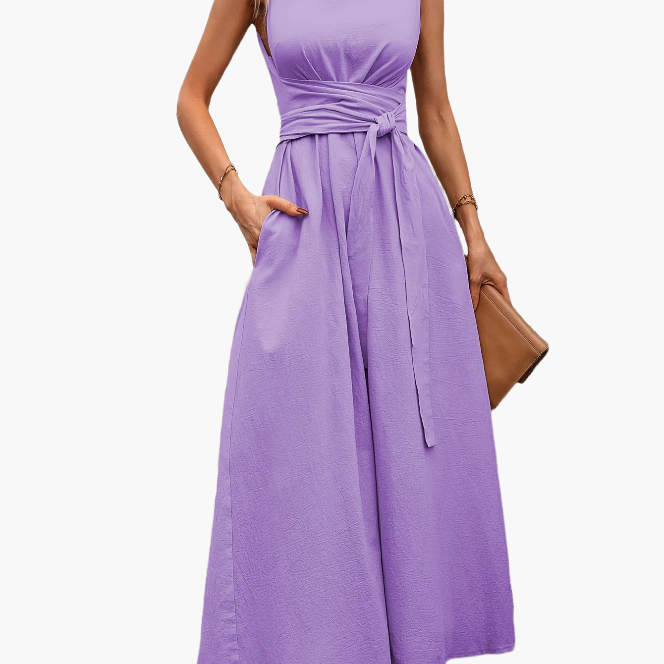Dam Jumpsuit Elegant Ärmös Vid Benslut Sommar Fest och Vardag