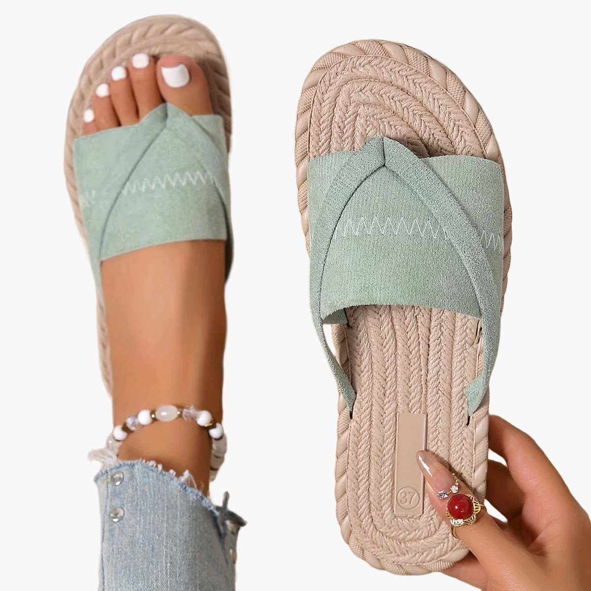 Dam Sandaler Slip-in Sommar Preppy Stil Fritidsskor