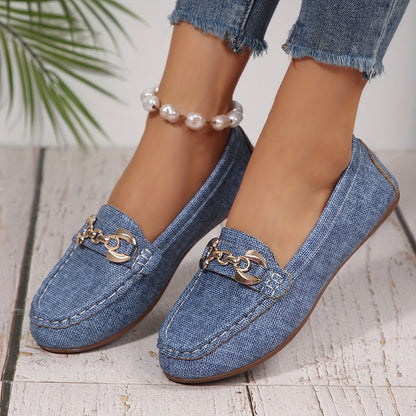 Damloafers Slip-on med Kedjedetalj Elegant Vardagsstil