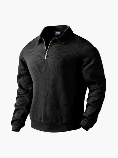 Herr – Pullover med halvdragkedja och diskret mönster – Smart casual tröja för vardag och kontor