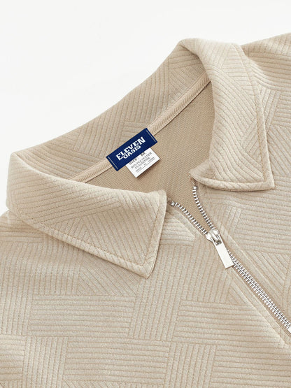 Herr – Pullover med halvdragkedja och diskret mönster – Smart casual tröja för vardag och kontor