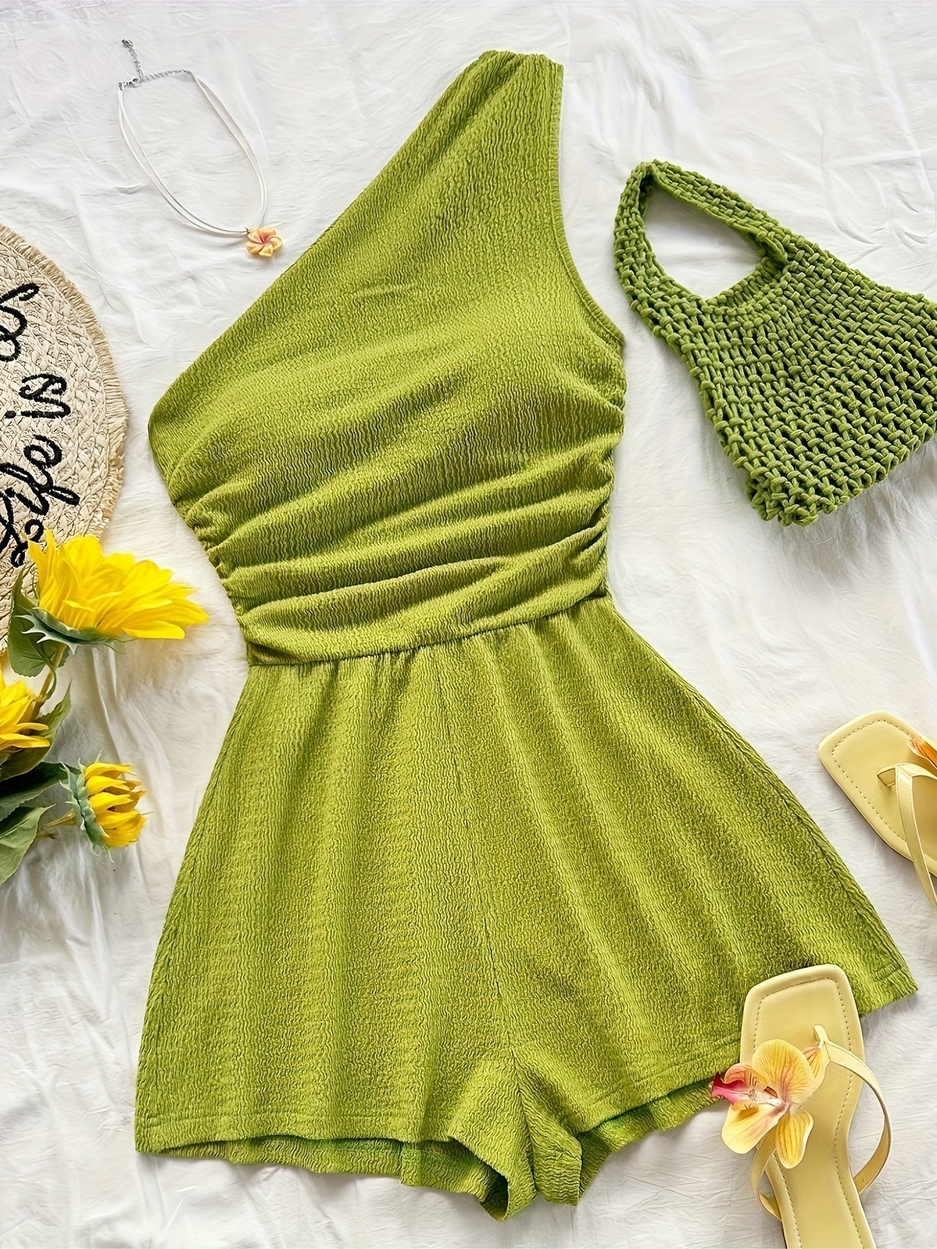 Dam Playsuit Asymmetrisk Sommarstil Fritidskläder