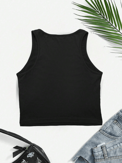 Dam Linne Cropped med Tryck – Trendig Dans Stil för Vardag och Aktiv Livsstil