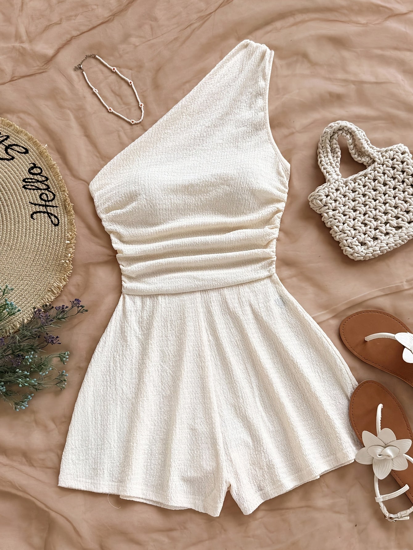 Dam Playsuit Asymmetrisk Sommarstil Fritidskläder