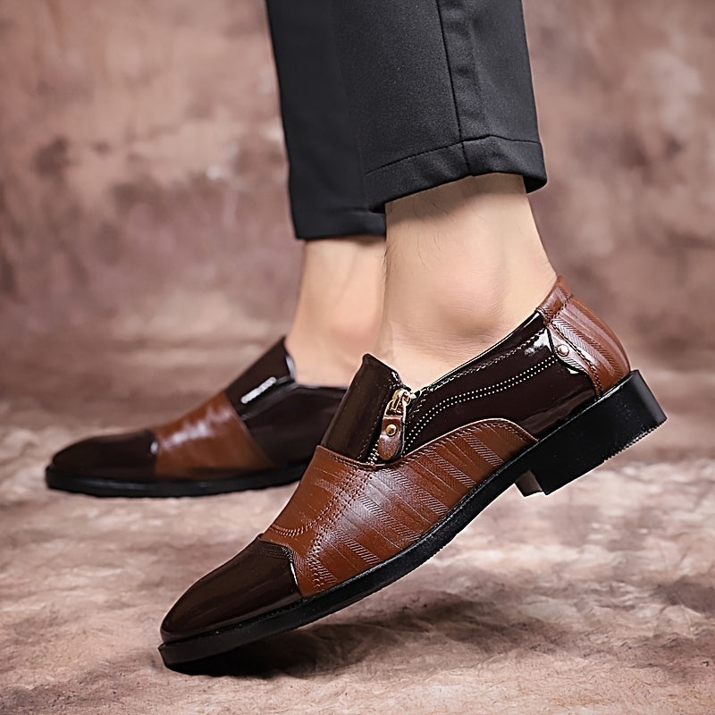 Herr Elegant Affärssko Slip-On med Dragkedja – Klassisk Formell Skostil