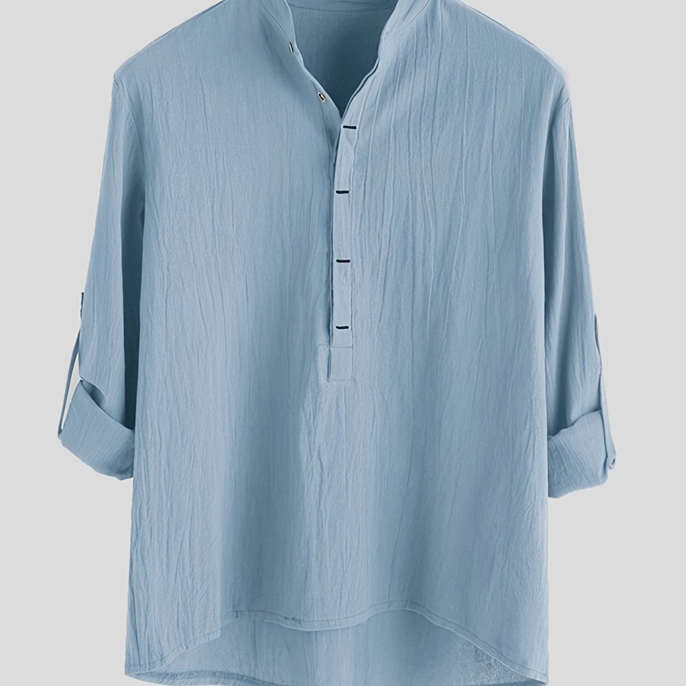 Herr Skjorta Henley Långärmad Avslappnad Modern Stil