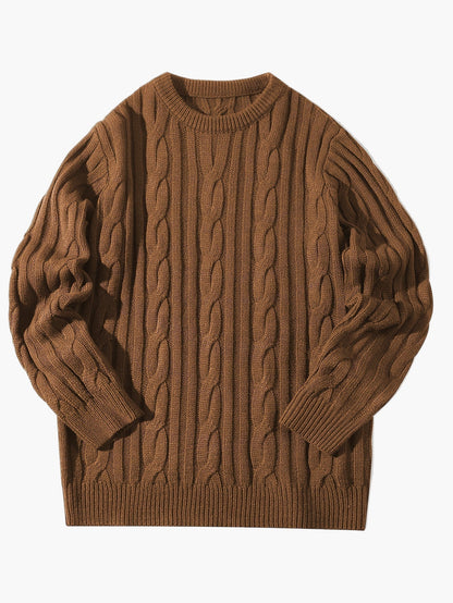 Herr Stickad Kabelmönstrad Tröja – Modern och Varm för Höst och Vinter, Casual Stil