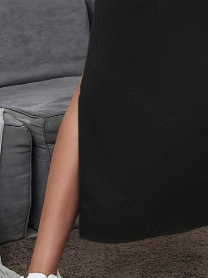 Dam Kjol Ribbad Med Slits Elegant Vardagsstil