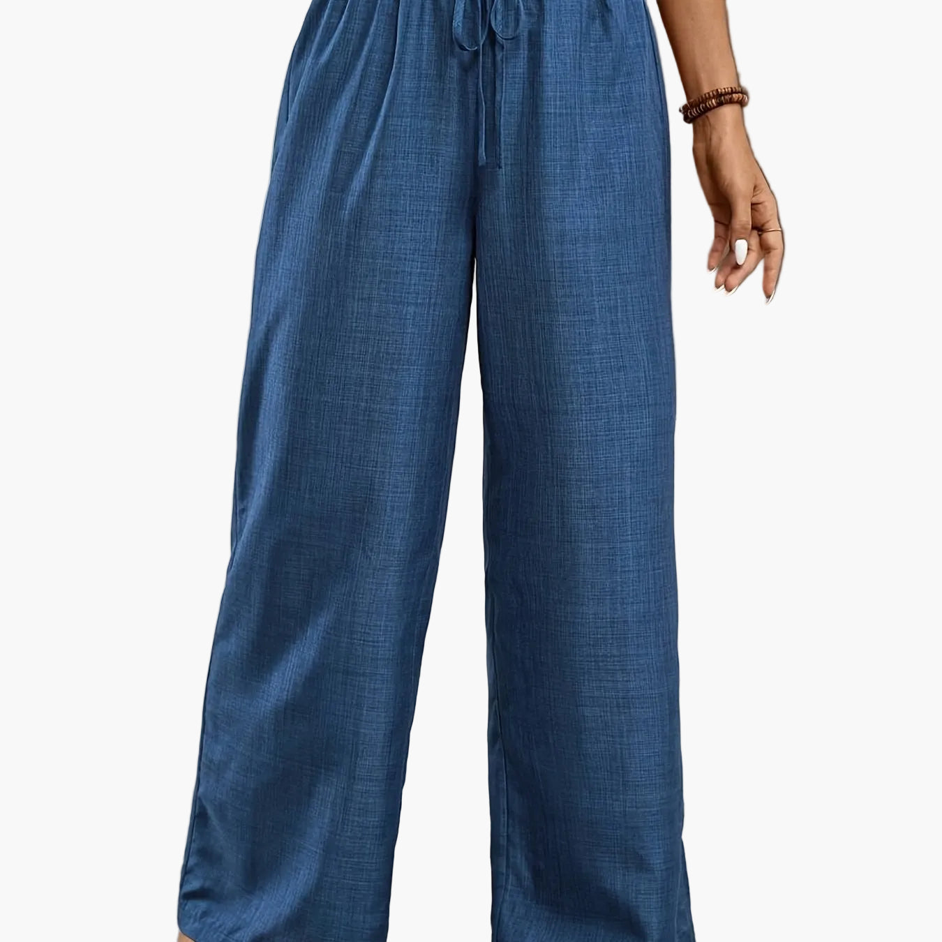 Dam Eleganta Vida Byxor med Smockad Midja för Avslappnad och Stilren Look