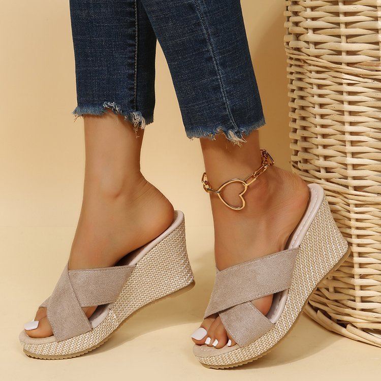 Alice – Stora storlekar dam skor kilklack hampa rep plattform sandaler