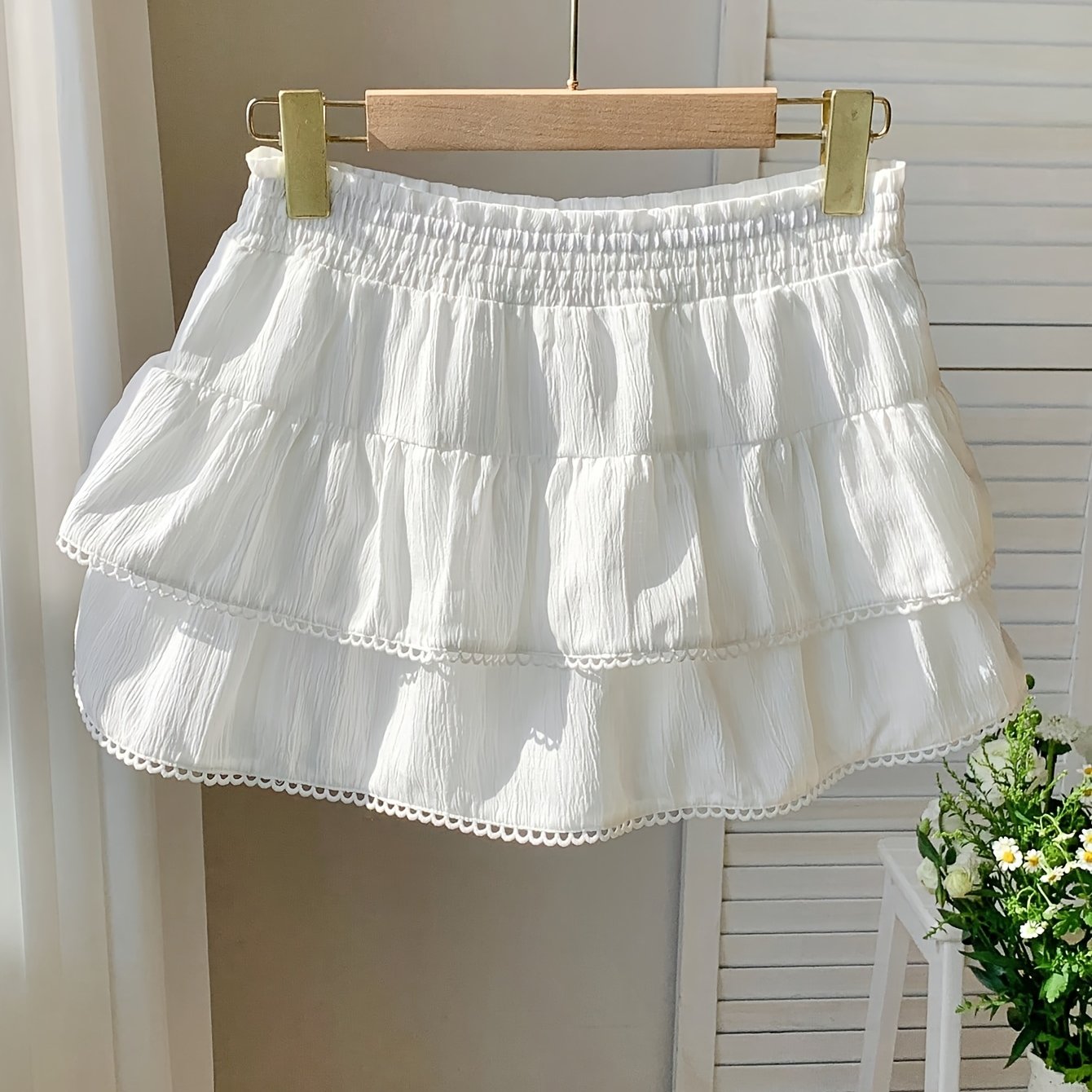 Dam Kjol Mini Volang Romantisk Sommar Fest