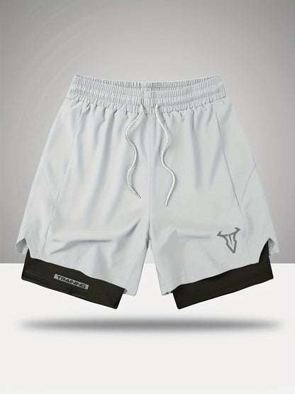 Herr Träningsshorts Sport Regular Fit med Fickor och Geometriskt Mönster