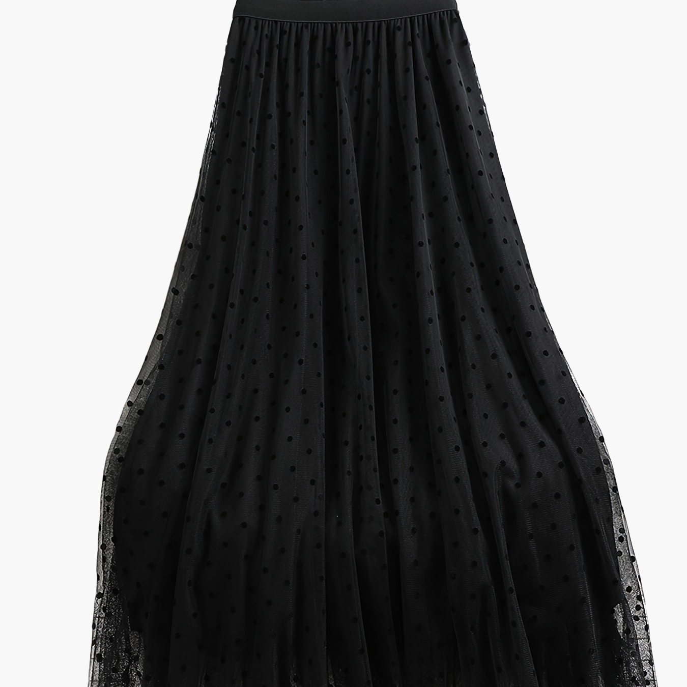 Dam Plisserad Prickig Tyllkjol Elegant Vardagsstil