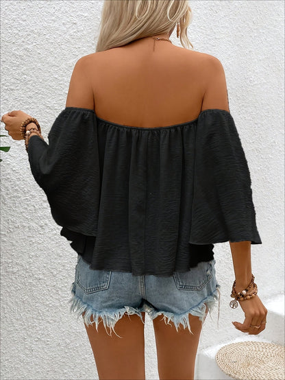 Dam Off-Shoulder Blus Bohemisk Sommarstil Avslappnad Semester