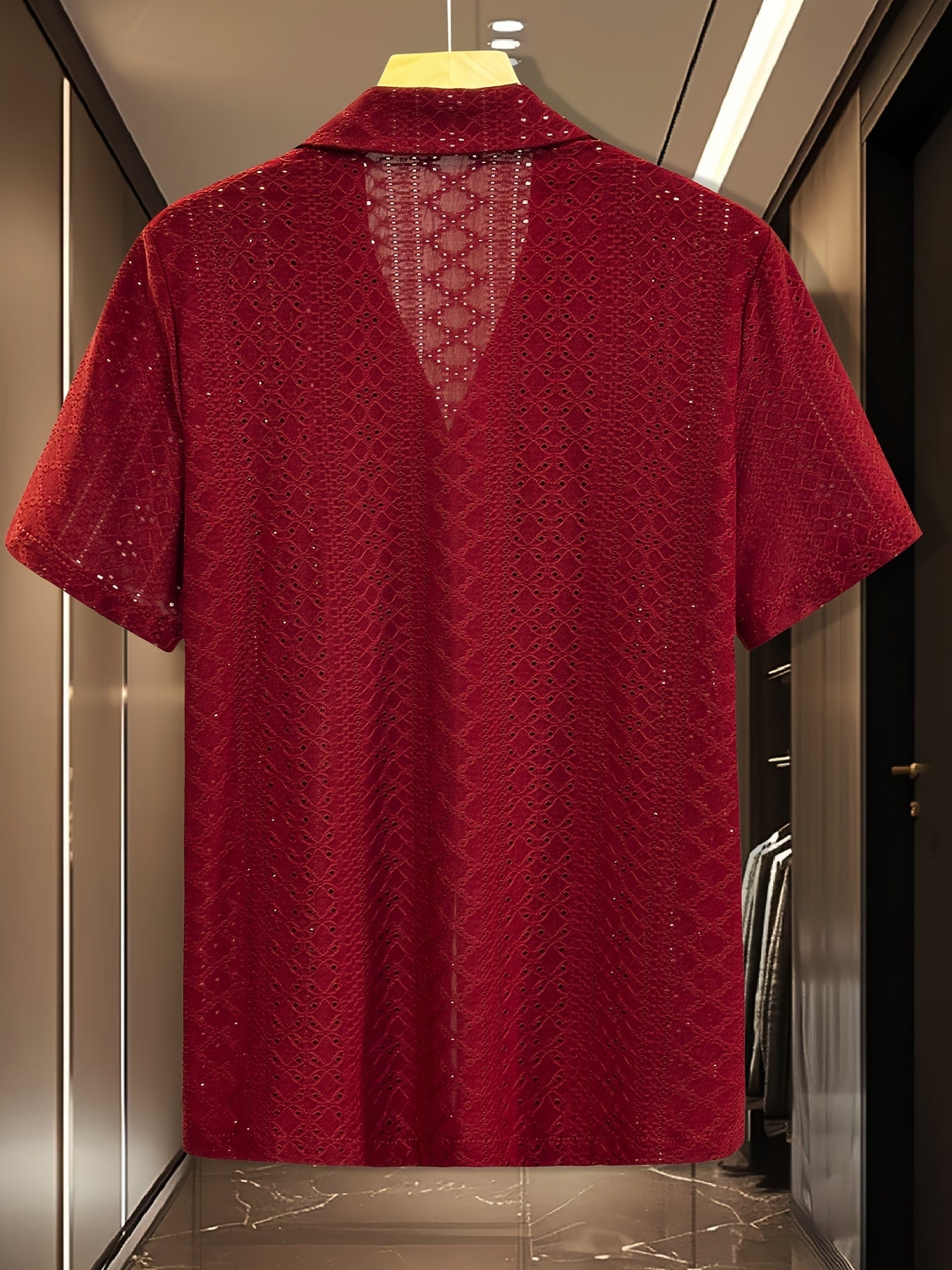 Herr Skjorta Kortärmad Modern Skjortjacka Med Broderat Mönster För Sommar och Semester