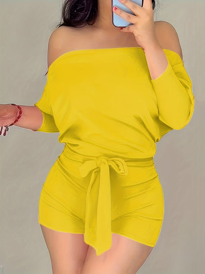 Dam Lounge Off-Shoulder Kort Set – Trendigt och Avslappnat Sommarplagg