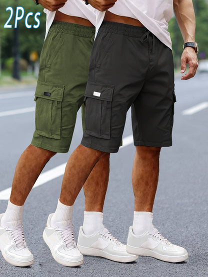 Herrarnas 2-pack avslappnade cargoshorts för utomhus och vardag