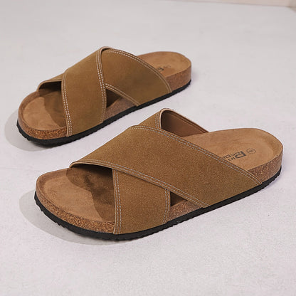 Herr Sandaler med Korsade Remmar – Stilrena och Bekväma Sandaler för Vardagsbruk